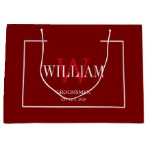 Profesional Groomsmen Minimalista Rojo y Blanco 
