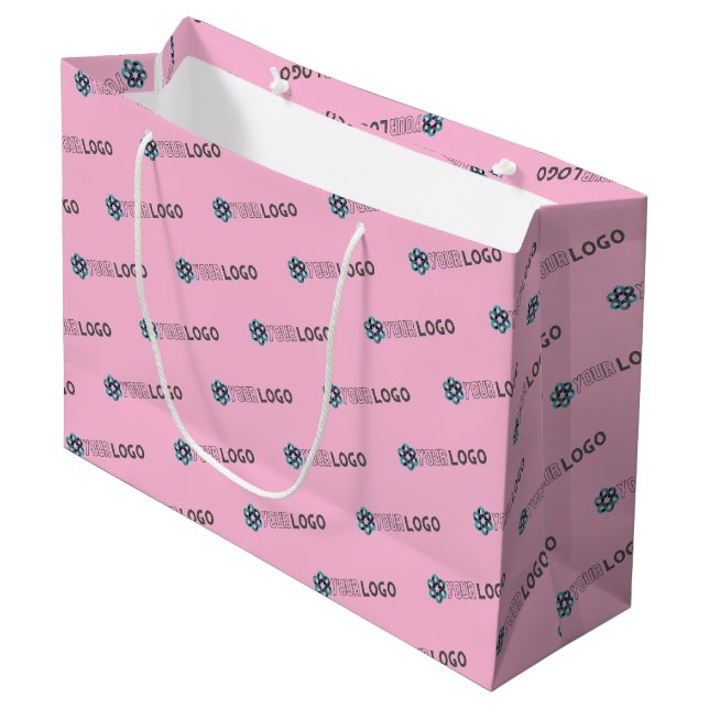 Bolsa De Regalo Grande Promocional Comercial Logotipo Personalizado Rosa  (Angulo Anverso)
