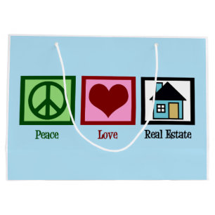 Bolsa De Regalo Grande Propiedades inmobiliarias del amor de la paz