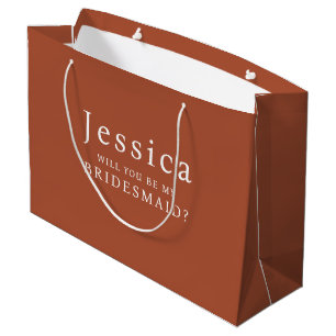 Bolsa De Regalo Grande Propuesta de Dama de Honor Terracota ¿Serás Mi Dam