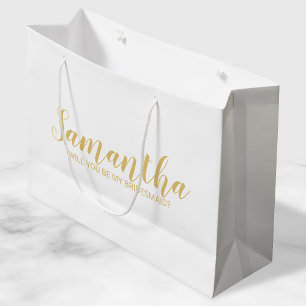 Bolsa De Regalo Grande Propuesta de la dama de honor Oro con guión mode