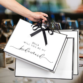 Bolsa De Regalo Grande Propuesta minimalista de la dama de honor negra y