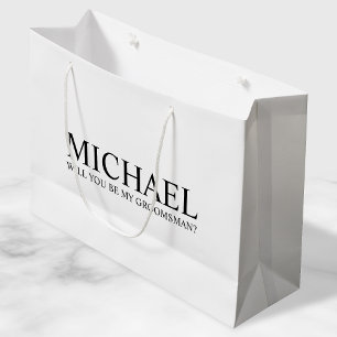 Bolsa De Regalo Grande Propuesta moderna de Groomsman personalizada en bl