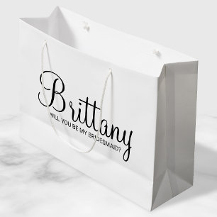Bolsa De Regalo Grande Propuesta moderna de la dama de honor blanca perso