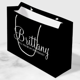Bolsa De Regalo Grande Propuesta moderna de la dama de honor negra person