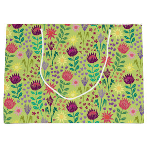 Bolsa De Regalo Grande Protea Bloque Floral Imprimir Millefleur verde ale
