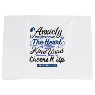 Bolsa De Regalo Grande Proverbios 12:25 Versículo Bíblico – Arte de Palab