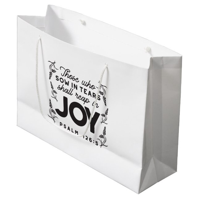 Bolsa De Regalo Grande Psalm 126:5 Scripture Typography – Reap in Joy (Angulo Anverso)