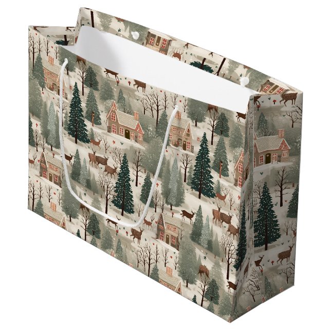 Bolsa De Regalo Grande Pueblo Nevado Crema (Angulo Anverso)