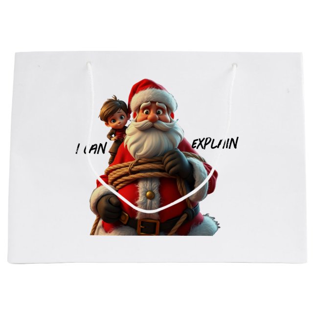 Bolsa De Regalo Grande Puedo Explicarlo, Personalizado Santa Claus Y Pequ (Anverso)
