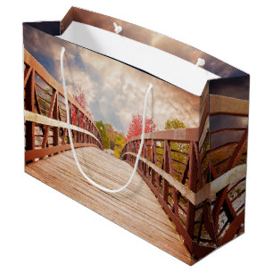 Bolsa De Regalo Grande Puente rústico de madera en el campo