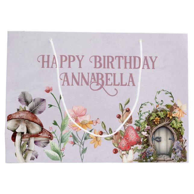 Bolsa De Regalo Grande Puerta de jardín de hadas boscosas encantadas en m (Reverso)