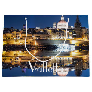 Bolsa De Regalo Grande Puerto de la ciudad vieja de La Valeta por la noch