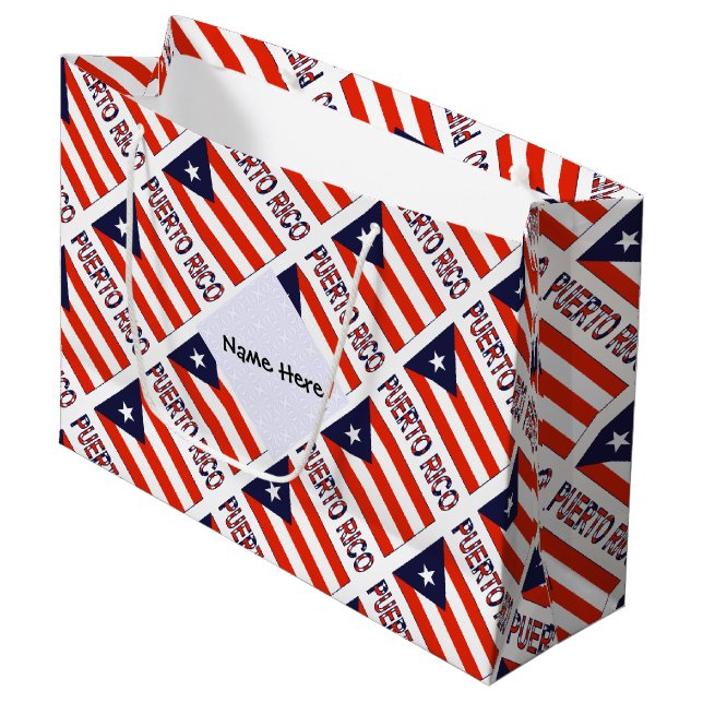 Bolsa De Regalo Grande Puerto Rico Bandera puertorriqueña cubierta person (Angulo Anverso)