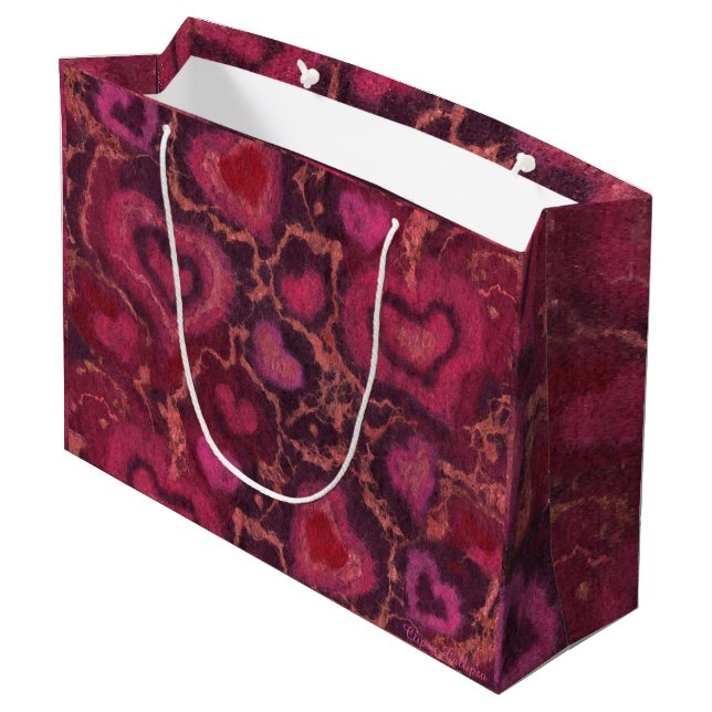 Bolsa De Regalo Grande Puffy hearts romantic love pink red valentines day (Angulo reverso)