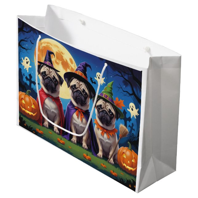 Bolsa De Regalo Grande Pug Dog Pumpkin Halloween Funny (Angulo Anverso)