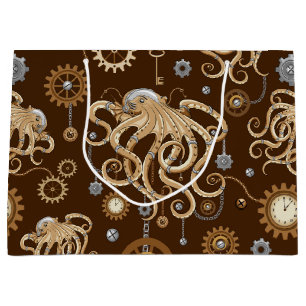Bolsa De Regalo Grande Pulpo Steampunk Retro Fantasía Mecánica