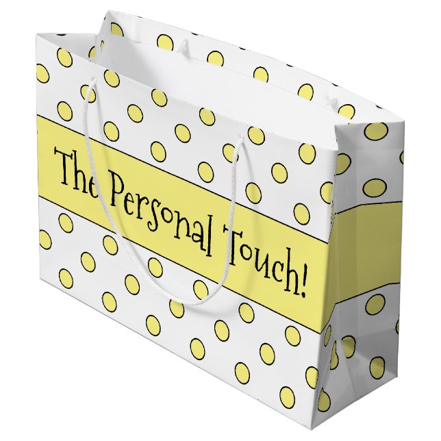 Bolsa De Regalo Grande Punto de polka amarillo diseñado (Angulo reverso)