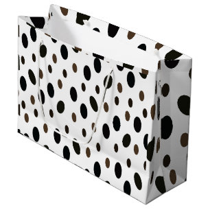 Bolsa De Regalo Grande Punto de polka marrón negro