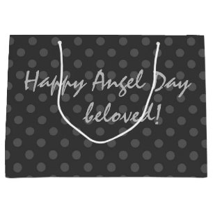 Bolsa De Regalo Grande Punto Polka Gris , Punto Polka , Negro y blanco