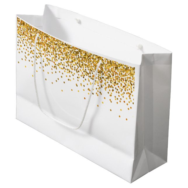 Bolsa De Regalo Grande Puntos de Confetti de Glam Gold (Angulo Anverso)
