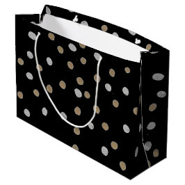 Bolsa De Regalo Grande Puntos de Polka Plata y Oro