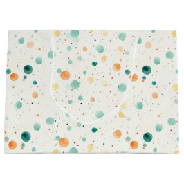 Bolsa De Regalo Grande Puntos de Tangerina Turquesa