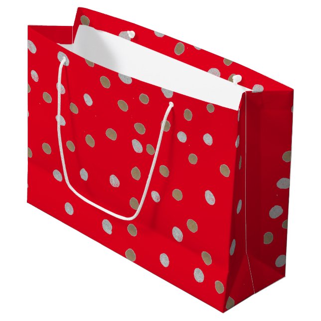 Bolsa De Regalo Grande Puntos del Polka Rojo (Angulo Anverso)