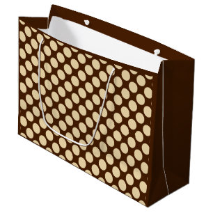 Bolsa De Regalo Grande Puntos retro grandes - bronceado y marrón chocolat