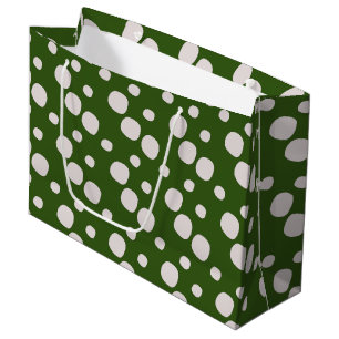 Bolsa De Regalo Grande Puntos rosados en verde frondoso  