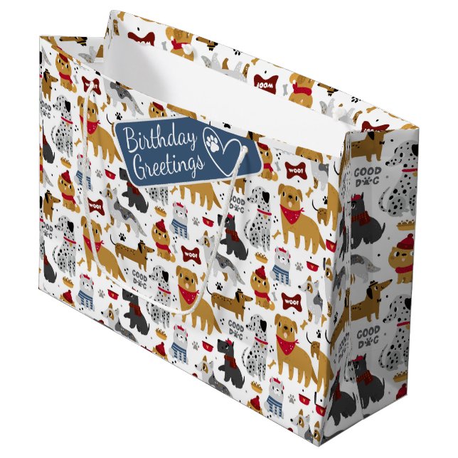 Bolsa De Regalo Grande Puppy crea un patrón Personalizado con un saludo P (Angulo Anverso)