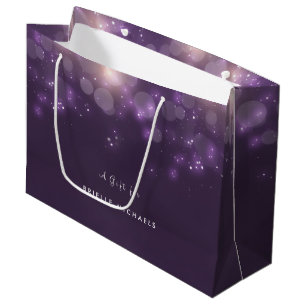 Bolsa De Regalo Grande Purple Bokeh Elegant Sparkle Glow Con Nombre
