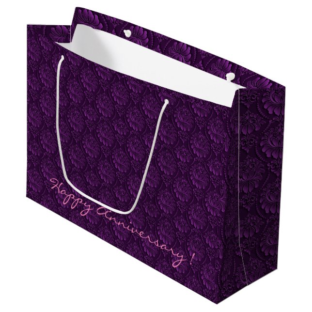 Bolsa de Regalo Grande Purple Floral De Lujo (Angulo Anverso)