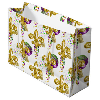 BOLSA DE REGALO GRANDE PURPLE GOLD GREEN MARDI GRAS FLEUR DE LIS