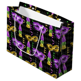 BOLSA DE REGALO GRANDE PURPLE GOLD GREEN MARDI GRAS MASKS