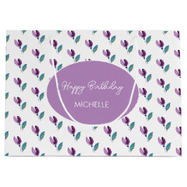 Bolsa De Regalo Grande Purple Green Floral Watercolor Hand-painted