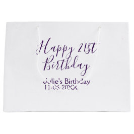 Bolsa De Regalo Grande Purple happy 21st cumpleaños fecha Keychain