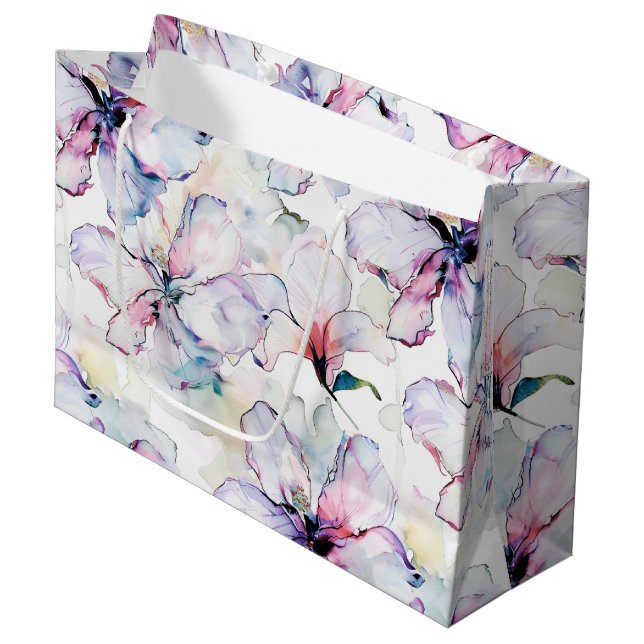 Bolsa De Regalo Grande Purple Island Flowers Birthday (Angulo Anverso)