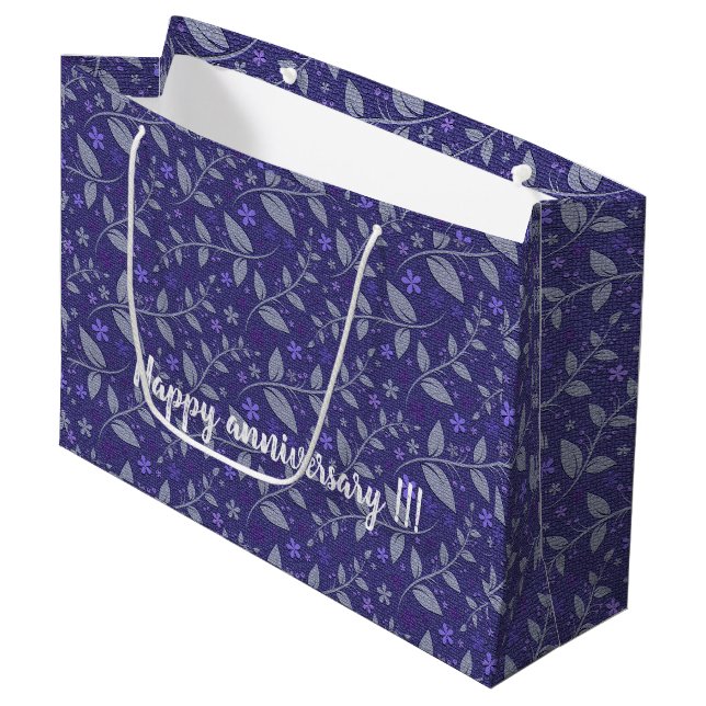 Bolsa De Regalo Grande Purple Modern Elegant Popular Floral (Angulo Anverso)
