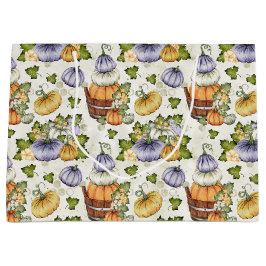 BOLSA DE REGALO GRANDE PURPLE NARANJA BLANCO FALL AUTUMN PUMPKINS