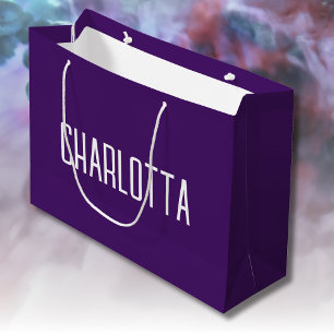Bolsa De Regalo Grande Purple Simple Elegante Nombre Elegante