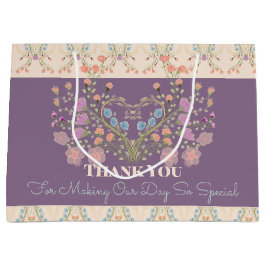 Bolsa De Regalo Grande Púrpura con acento floral