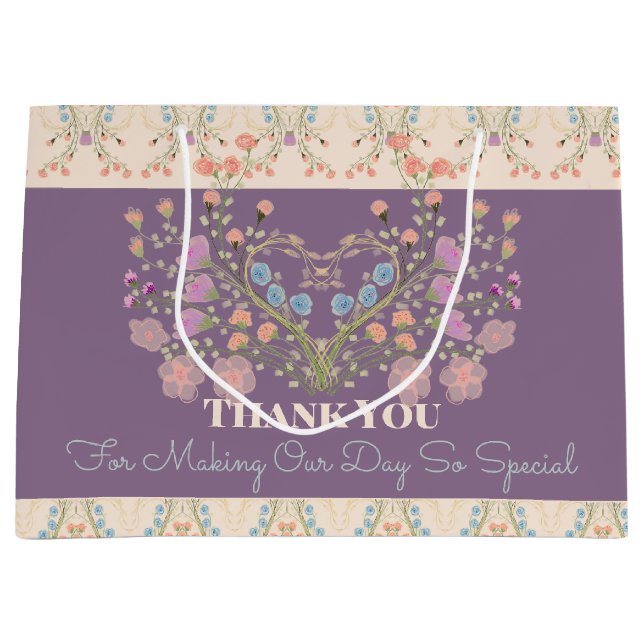 Bolsa De Regalo Grande Púrpura con acento floral (Anverso)