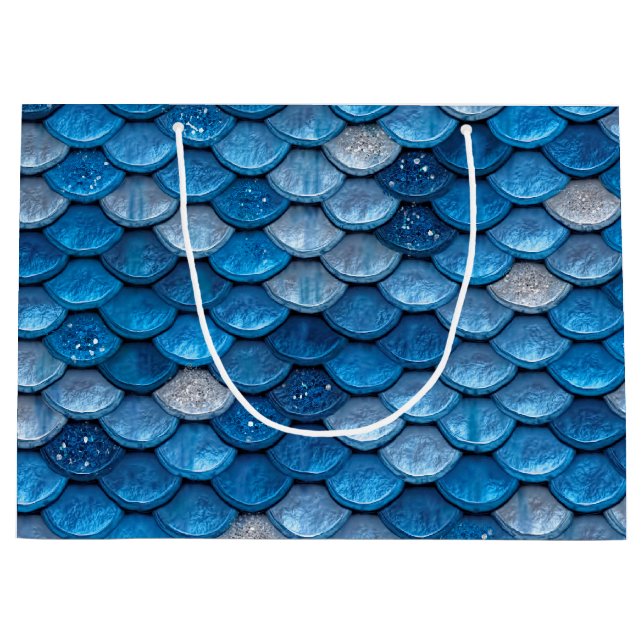 Bolsa De Regalo Grande Purpurina azul irlandés brillante Sirenita escalas (Anverso)