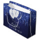 Bolsa De Regalo Grande Purpurina blanco azul marino de cumpleaños gotea g (Angulo Anverso)