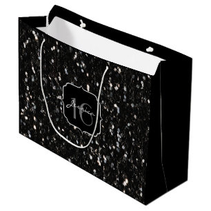 Bolsa De Regalo Grande Purpurina brillante blanco y negro brillante deste