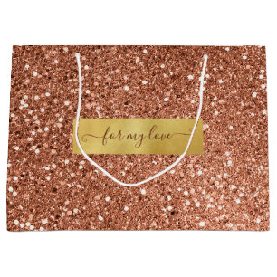 Bolsa De Regalo Grande Purpurina Brown Personalizado de bronce dice