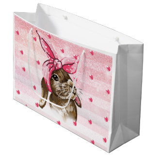 Bolsa De Regalo Grande Purpurina Bunny pintado a mano