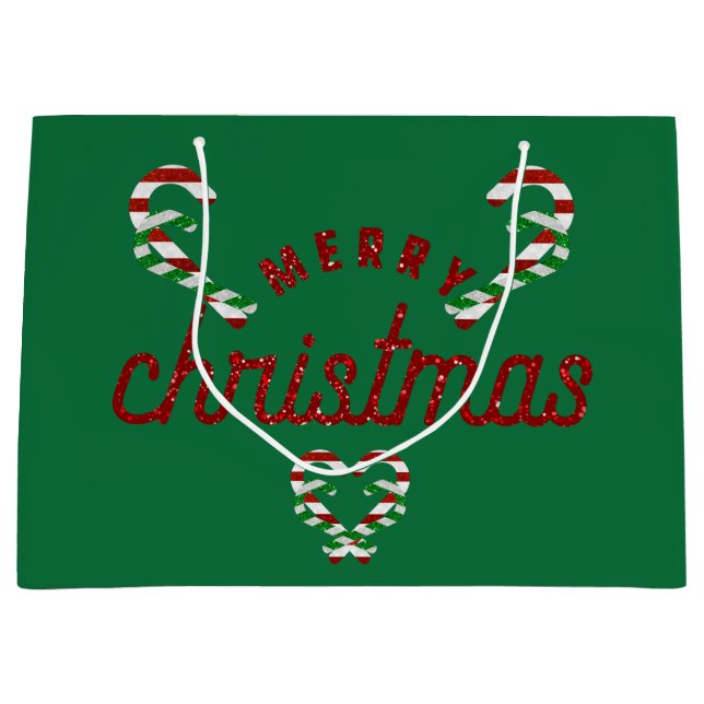 Bolsa De Regalo Grande Purpurina Candy Canes (Anverso)