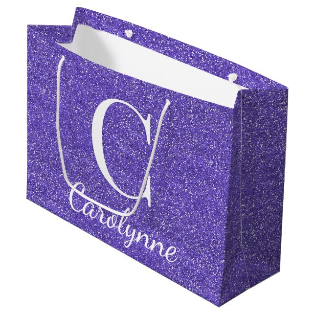 Bolsa De Regalo Grande Purpurina de Falsos Purple Personalizados Girona (Angulo Anverso)